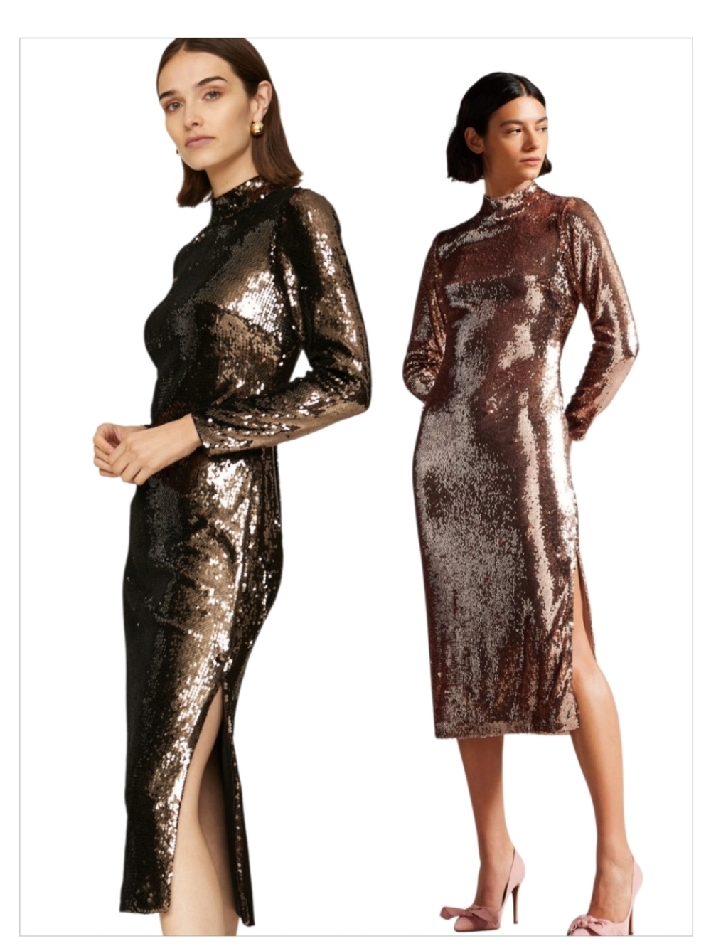 NWT Ted Baker Brookly Sequin Mock Neck Midi Dress sz 6 - Picture 3 of 15